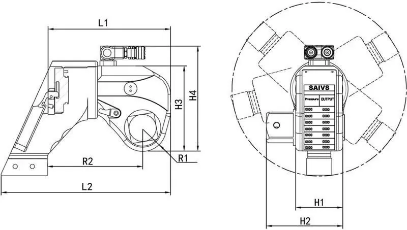 SBT Series Square Drive Hydraulic Torque Wrench internal structure 