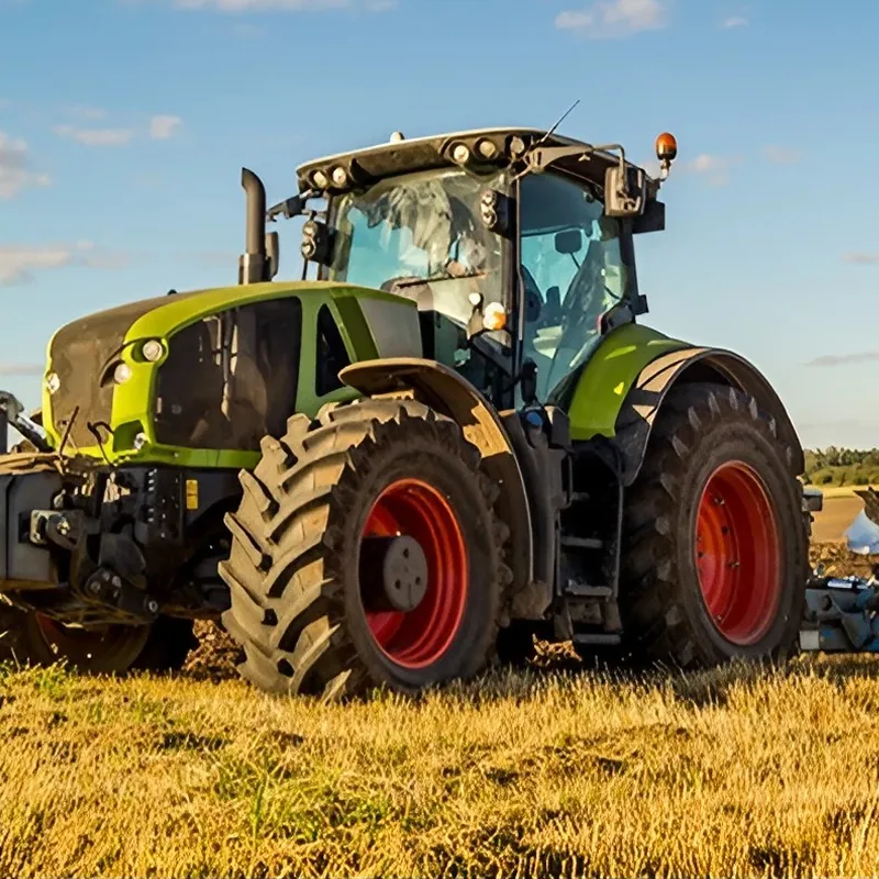 A tractor is plowing