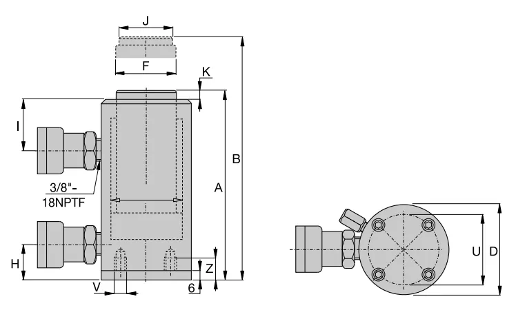 RAR Series Double-Acting Aluminum Hydraulic Cylinders